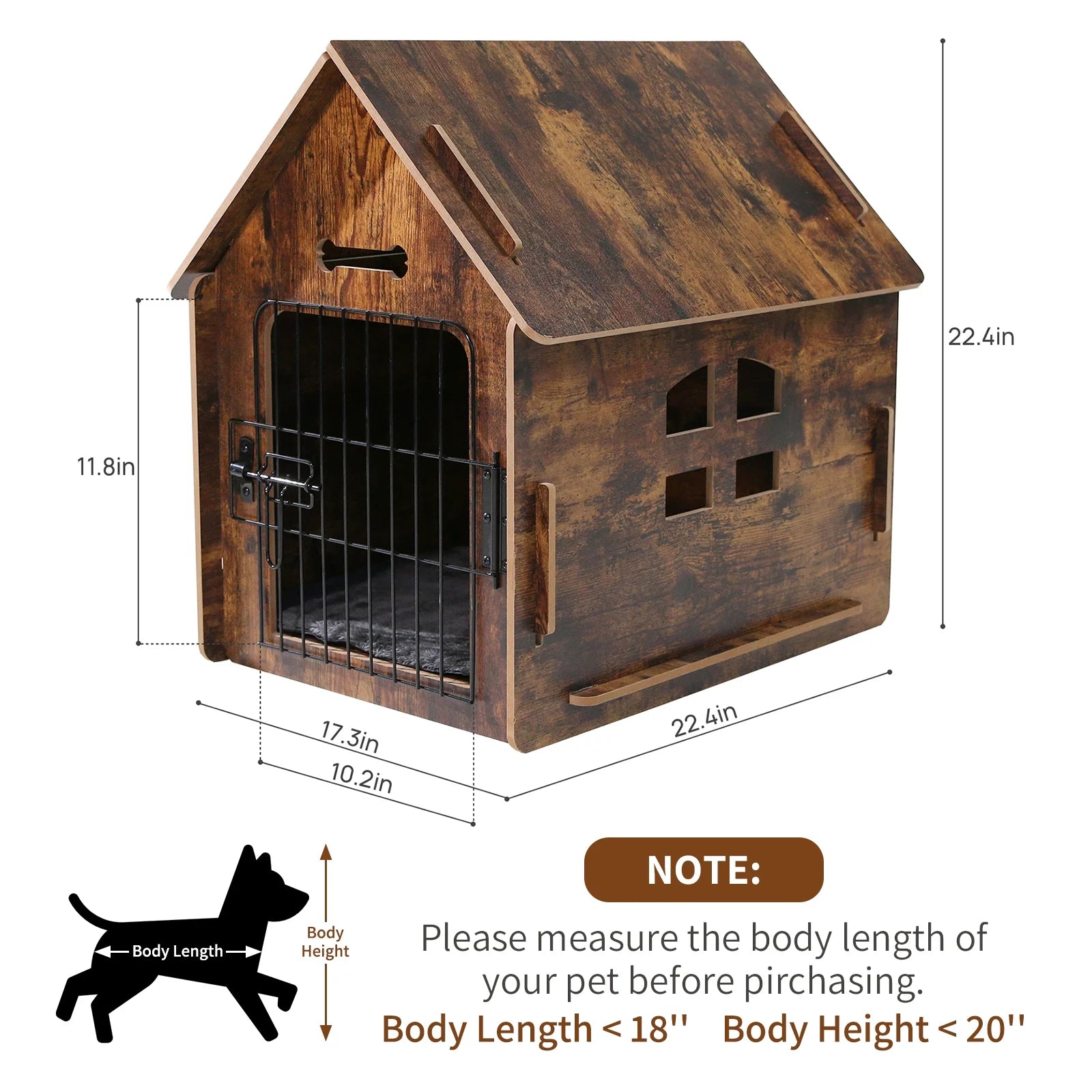 Brown Wooden Dog House with Door and Roof I89093