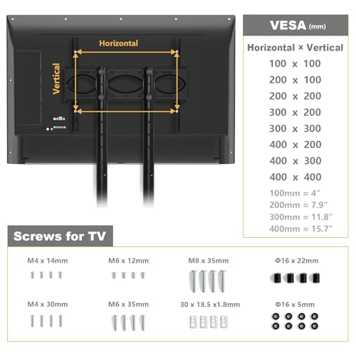 Mobile TV Stand with Wheels, Height Adjustable Rolling TV Cart with Laptop Shelf W8303