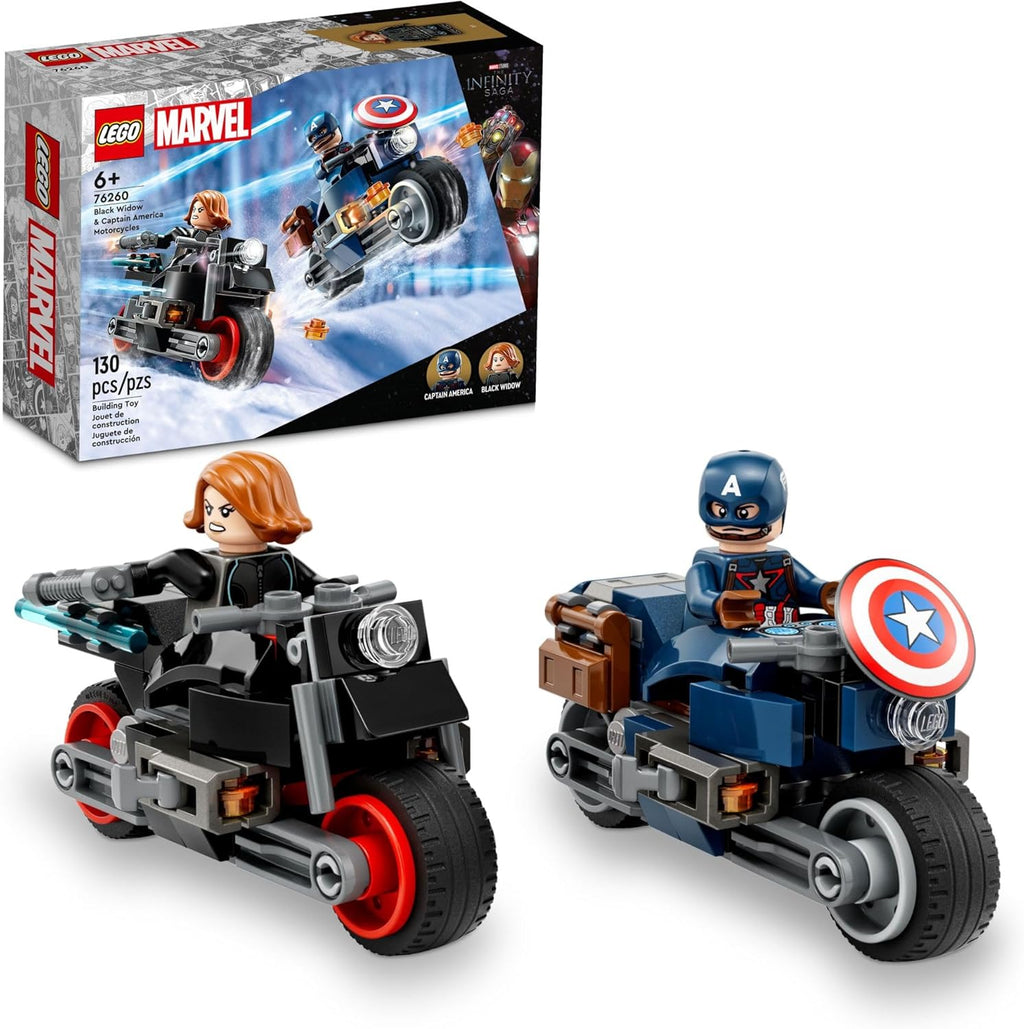 LEGO Marvel Black Widow & Captain America Motorcycles Buildable Toy with 2 Minifigures P5704