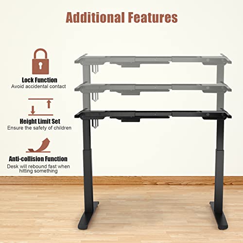Black Electric Stand Up Desk Frame with Adjustable Height P875089