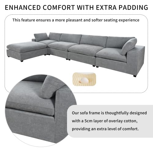 Beige Oversize Modular Sectional Sofa with Removable Ottoman X572646