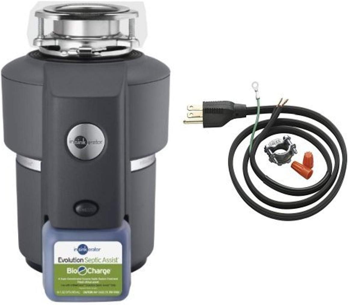 3/4 HP Household Garbage Disposer and Power Cord Kit Bundle Y866