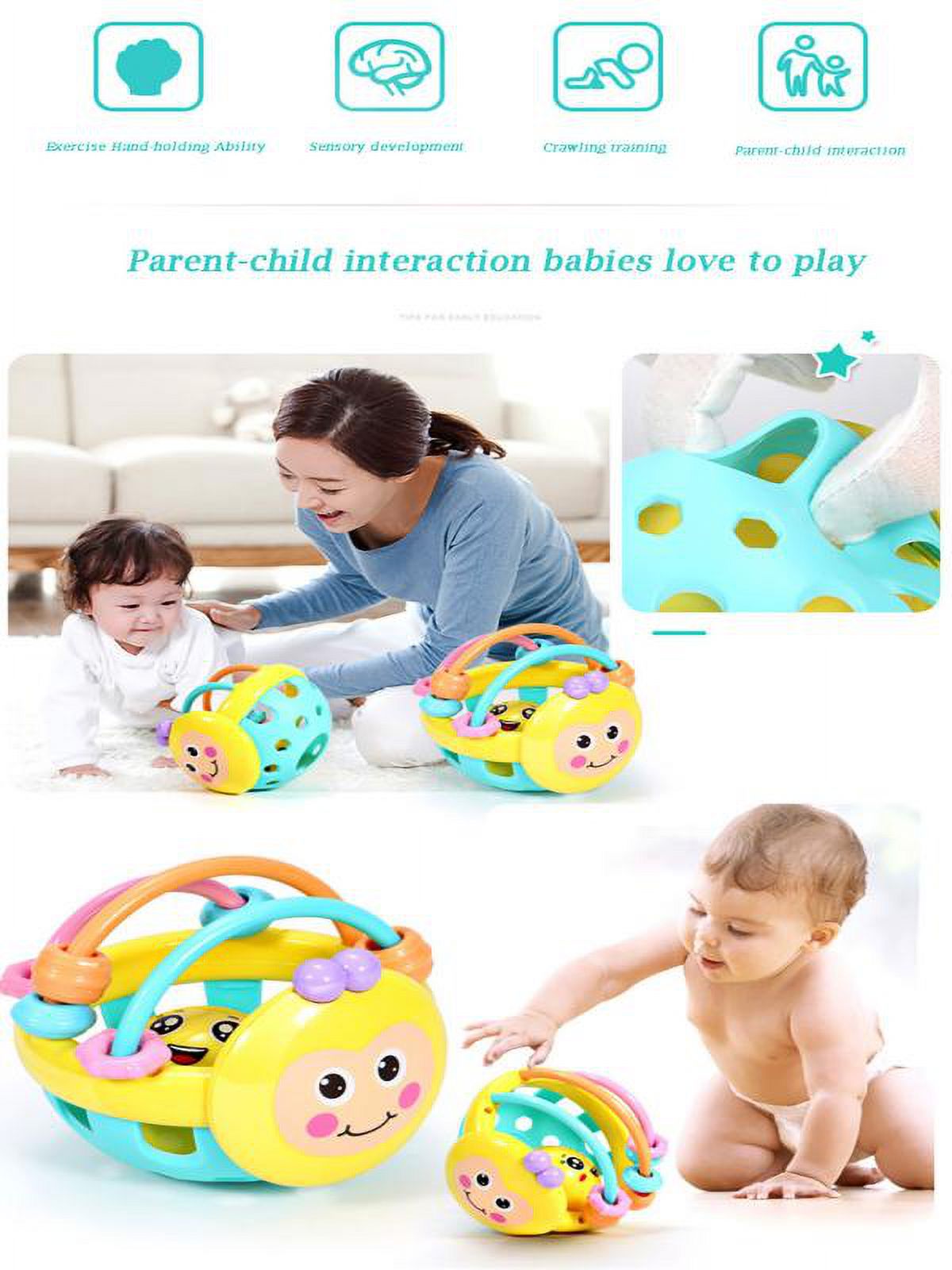 Baby Hand Bell Rattles Ball Toys, Activity Ball Infant Toys, Shaker, Grab Rattle J136