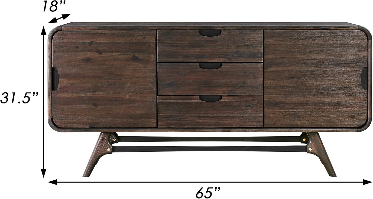 Brown 65 Inch Serving Cabinet with 3 Drawers X104008