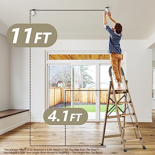 5 Step Folding Black Aluminum Ladder with Anti-Slip Pedal V314492