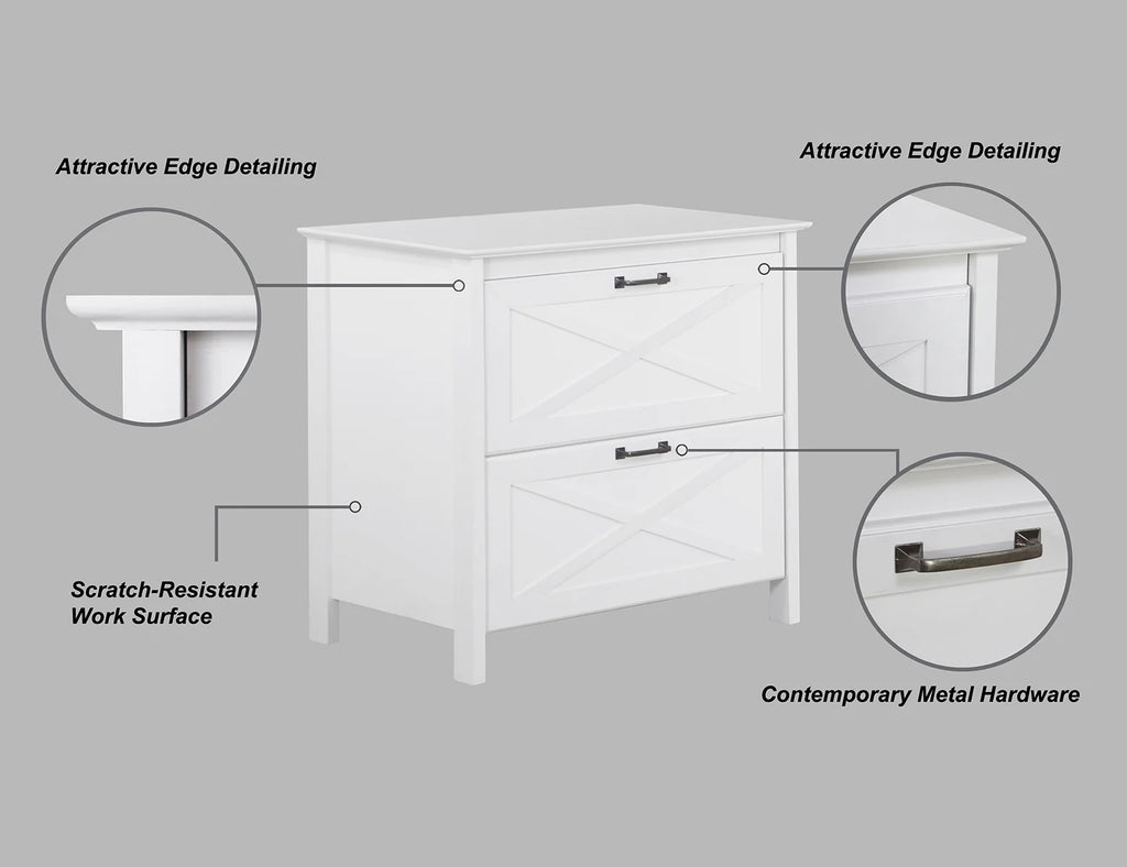 White 2-Drawer Wood File Cabinet L904