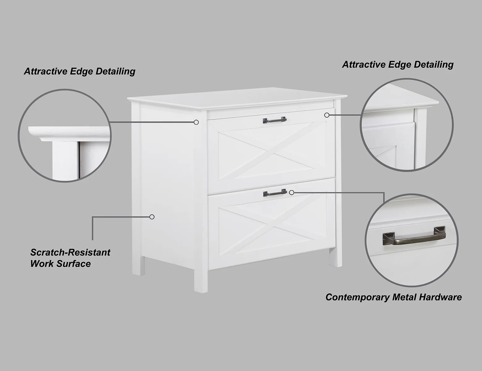 White 2-Drawer Wood File Cabinet L904